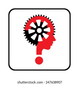 modern man sign with question mark and gear, vector