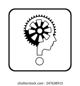 modern man sign with question mark and gear, vector