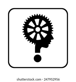 modern man sign with question mark and gear, vector