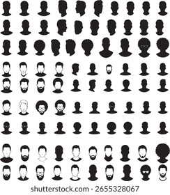 Modern Man Silhouette Vector Set - Male Profile Pictures and Avatars