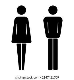 Modern Man And Woman Icon Pictogram. Bathroom Sign. Flat Vector Illustration