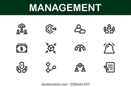 Modern Management Icons. High-Quality Vector Icons for Business Leadership, Organization, Strategy, Workflow, and Team Collaboration Designs