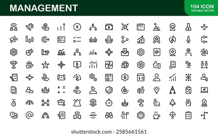 Modern Management Icons. High-Quality Vector Icons for Business Leadership, Organization, Strategy, Workflow, and Team Collaboration Designs