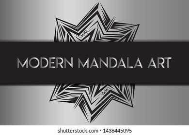 Modern Mandala art with metallic silver colors. Graphic design element. Elegant decoration. Vector illustration