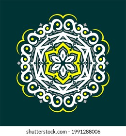 Conception vectorielle d'art moderne mandala avec un joli mélange de couleurs, adapté à tous les besoins de conception publicitaire, à la fois pour les cartes de visite, les bannières, les brochures et autres.
Fichiers de format EPS
