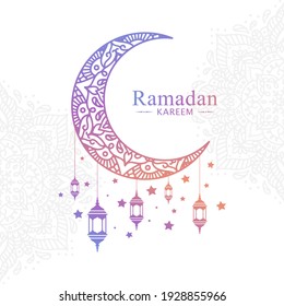 Antecedentes modernos de mandala para pancarta o afiche de Ramadan Kareem