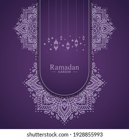 Antecedentes modernos de mandala para pancarta o afiche de Ramadan Kareem