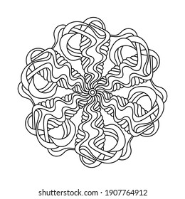 Modern Mandala. Coloring Book. Interweaving of ribbons . Hand drawn vector illustrations.