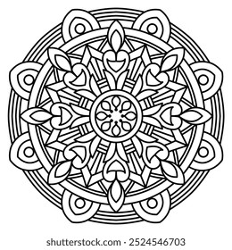 modern mandala design with clean lines for coloring book, tattoo and henna design , mandala design for adults and kids coloring book
