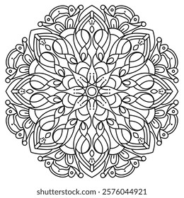 modern mandala design for coloring book page , creative and beautiful mandala art for wall art and henna design
