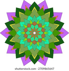 Modern Mandala Flower Artwork Featuring Colorful Geometric Shapes