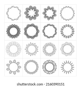 Modern Mandala Round Circle-Style, Pottery Flower, Ceramic, T-shirt, Tattoo, Floor, Walls, Non-stop Pattern, High Pack Vector