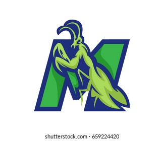 Modern Mantis M Letter Alphabet Sports Logo