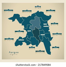 Modern map - Aargau CH