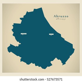 Modern Map - Abruzzo IT Italy