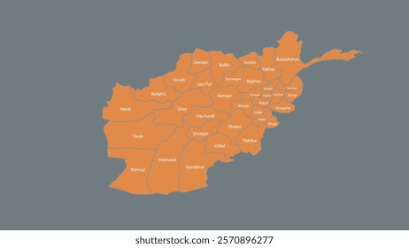 Modern Map of Afghanistan with Interactive Features, Flat design Afghanistan outline map.