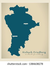 Modern Map - Aichach-Friedberg county of Bavaria DE