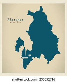 Modern Map - Akershus NO