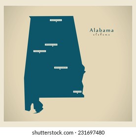 Modern Map - Alabama USA