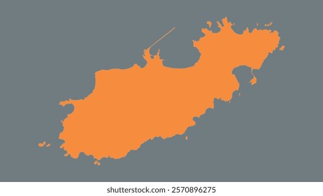 Modern Map of Alderney with Interactive Features, Flat design Alderney outline map.