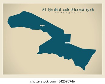 Modern Map - Al-Hudud ash-Shamaliyah SA