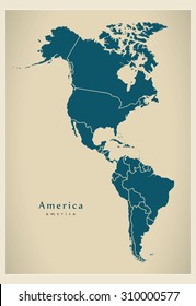 Modern Map - America with all countries complete