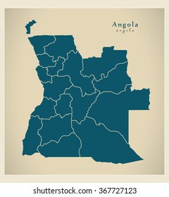 Modern Map - Angola with provinces AO