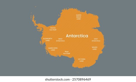 Modern Map of Antarctica with Interactive Features, Flat design Antarctica outline map.