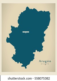 Modern Map - Aragon ES Spain design refreshed