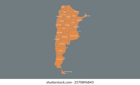 Modern Map of Argentina with Interactive Features, Flat design Argentina outline map.