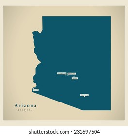 Modern Map - Arizona USA