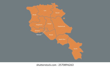 Modern Map of Armenia with Interactive Features, Flat design Armenia outline map.