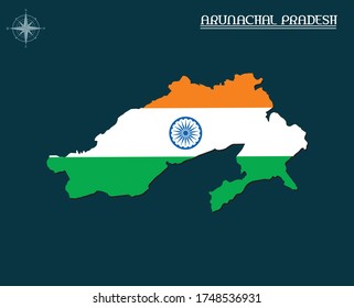 Modern map of ARUNACHAL PRADESH with india flag, india state map ARUNACHAL PRADESH , indian state infographics
