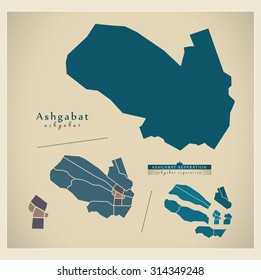 Modern Map - Ashgabat with separation border TM