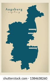 Modern Map - Augsburg county of Bavaria DE