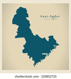 Modern Map - Aust-Agder NO