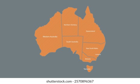 Modern Map of Australia with Interactive Features, Flat design Australia outline map.