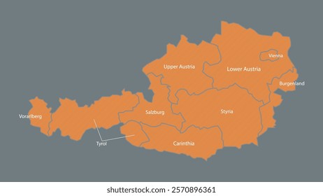 Modern Map of Austria with Interactive Features, Flat design Austria outline map.