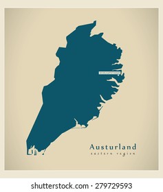 Modern Map - Austurland IS