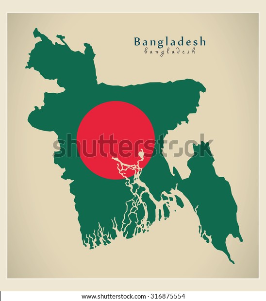 Modern Map Bangladesh Flag Colored Bd Stock Vector (Royalty Free) 316875554