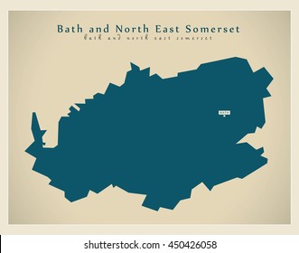 Modern Map - Bath & North East Somerset Unitary Authority England UK