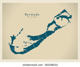 Modern Map - Bermuda with parishes BM