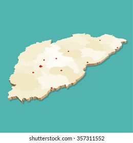 Modern Map - Bhutan with districts BT