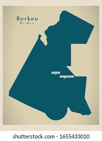 Modern Map - Borkou region of Chad illustration