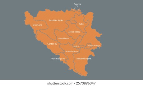 Modern Map of Bosnia and Herzegovina with Interactive Features, Flat design Bosnia and Herzegovina outline map.