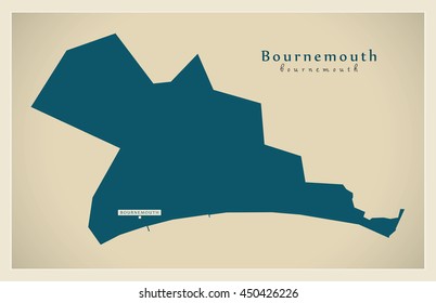 Modern Map - Bournemouth unitary authority England UK