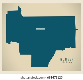 Modern Map - Bullock Alabama County USA Illustration