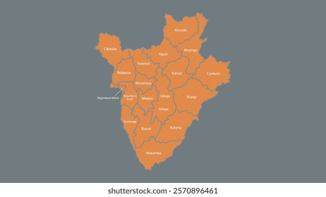 Modern Map of Burundi with Interactive Features, Flat design Burundi outline map.