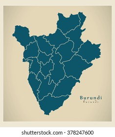 Modern Map - Burundi with provinces BI