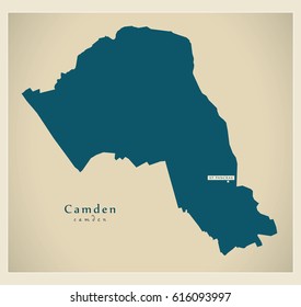 Modern Map - Camden borough Greater London UK England